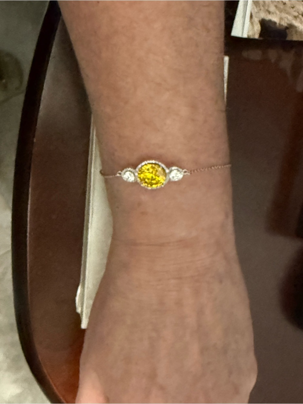 NWT-3-stone yellow sapphire adjustable bracelet